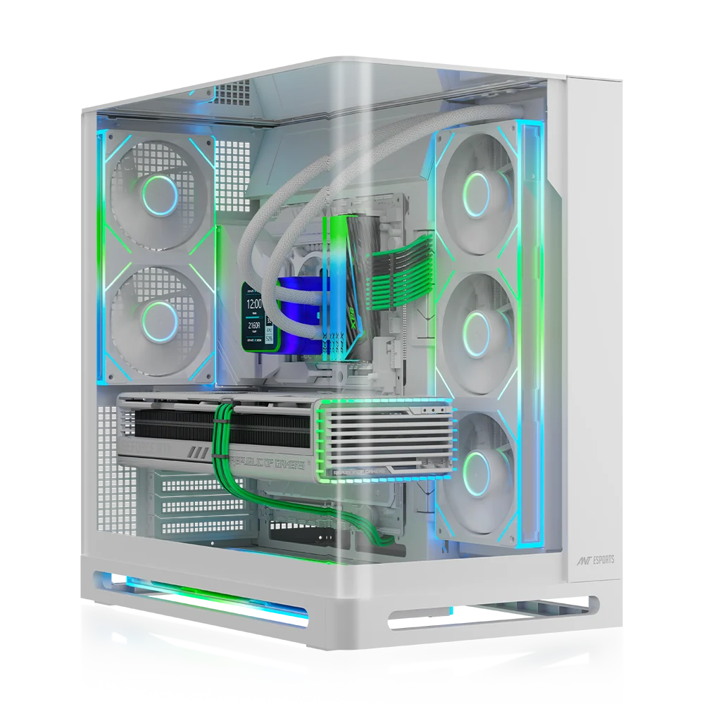 Ant Esports Crystal ARC PRO Gaming Cabinet – White