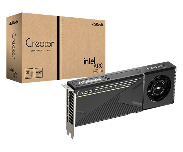 ASRock Intel Arc Pro B70 Creator 32GB GDDR6 Professional Graphics Card