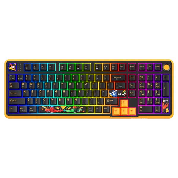 Cosmic Byte Arcturus 98 Tri-Mode Wireless Mechanical Gaming Keyboard | 98% Layout, Gasket Mount & Hot-Swappable Switches – Black Amber