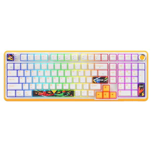 Cosmic Byte Arcturus 98 Tri-Mode Wireless Mechanical Gaming Keyboard | 98% Layout, Gasket Mount & Hot-Swappable Switches – White Amber
