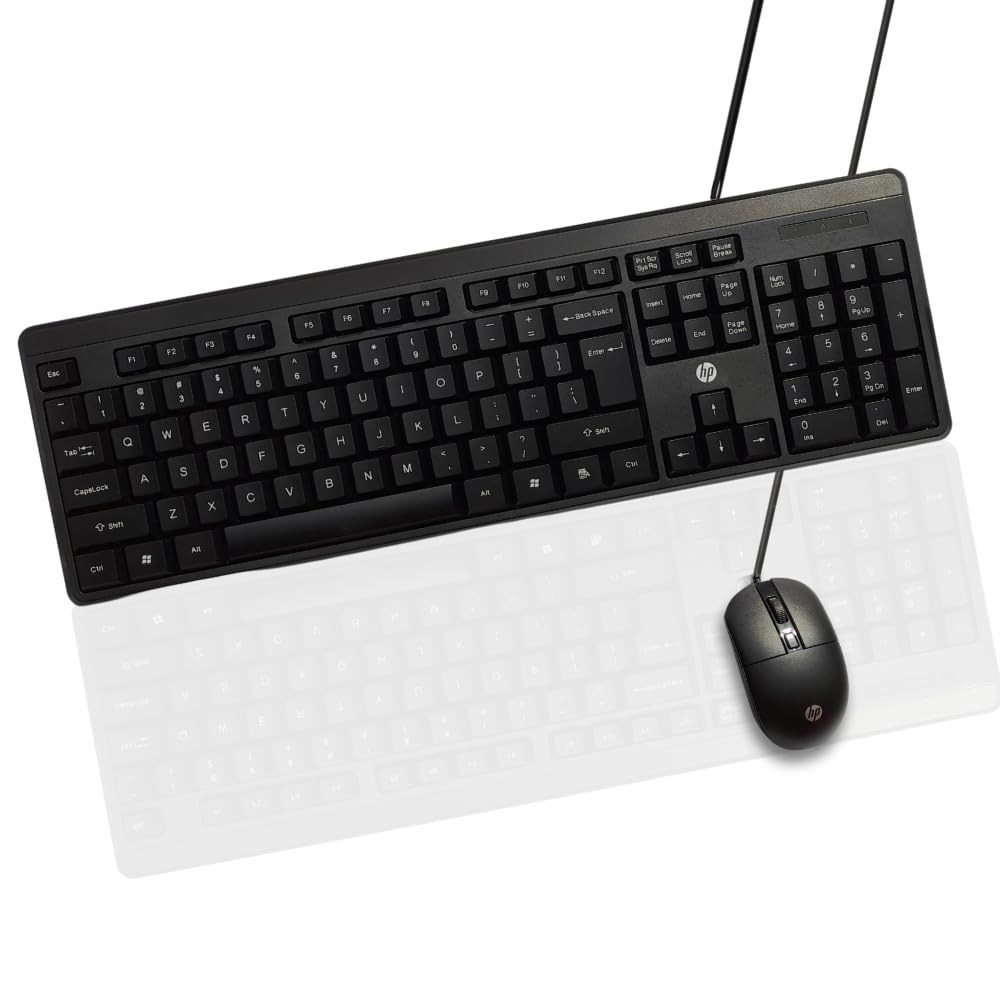 HP KM150 Wired Keyboard and Mouse Combo Full-Size Keyboard and Optical Mouse Set
