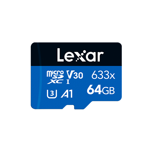Lexar 64GB High-Performance 633x BLUE Series microSDXC UHS-I Memory Card – 100MB/s, Class 10, U3, V30, A1