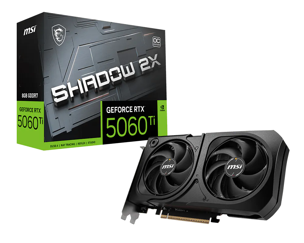 MSI GeForce RTX 5060 Ti SHADOW 2X OC PLUS 8GB GDDR7 Graphics Card