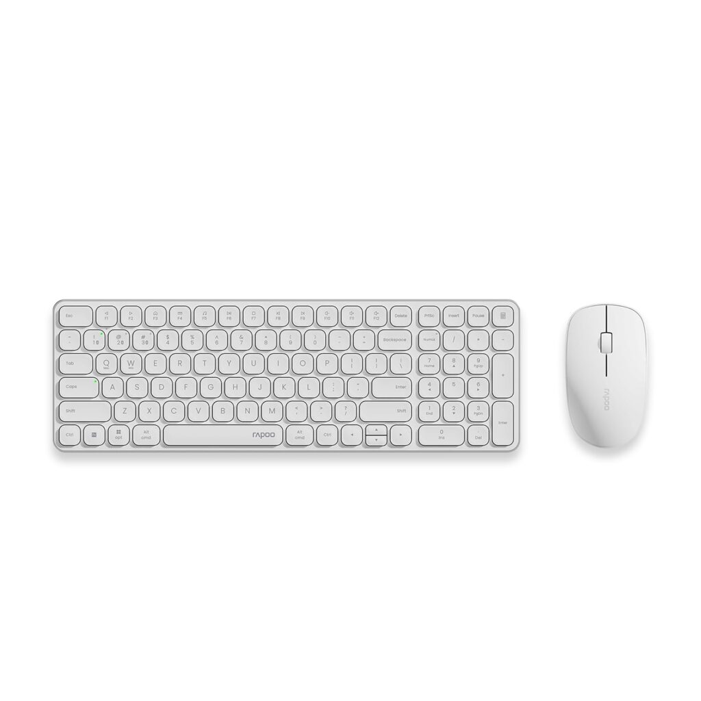 Rapoo 9320M Wireless Multi-Mode Keyboard & Optical Mouse Combo White