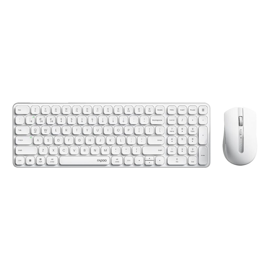 Rapoo 9350S Multi-Mode Wireless Optical Mouse & Keyboard Combo White