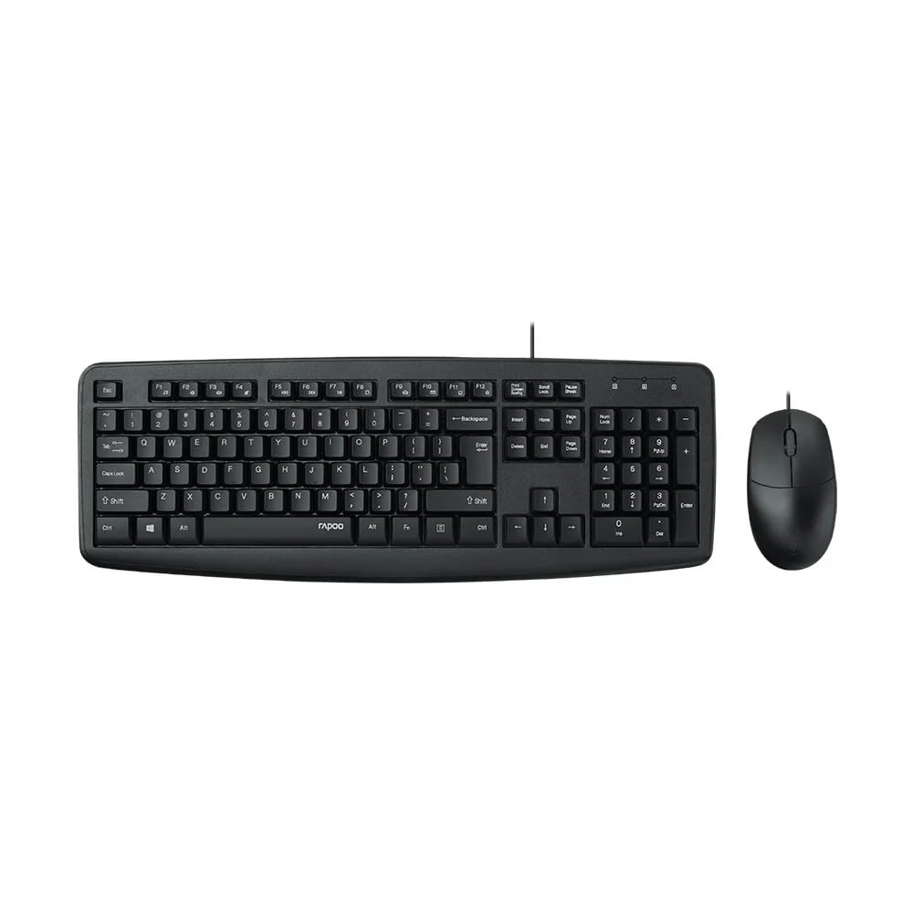 Rapoo NX1600 Wired Optical Mouse & Keyboard Combo Black